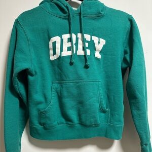 Obey Teal Hoodie with White Logo
